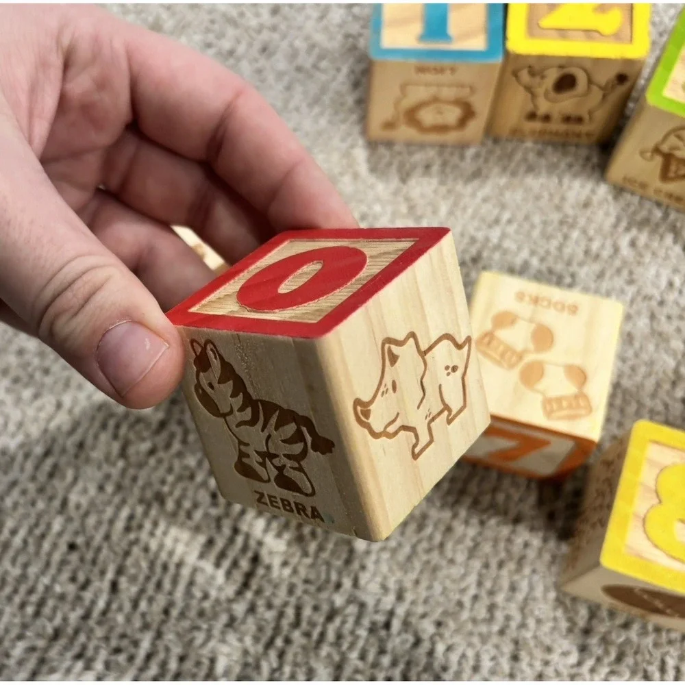 Number And Math Sign Alphabet Building Wood Blocks Learning Toy‎ Homeschool